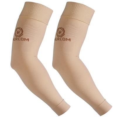 MGANG Lymphedema Compression Arm Sleeve for Women Men, Opaque, 15-20 mmHg  Compression Full Arm Support with Silicone Band, Relieve Swelling, Edema