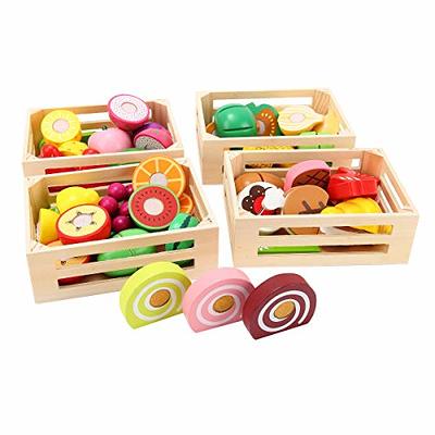 Vegetable/fruit cutting set, wooden, in crate