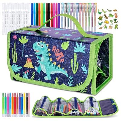 homicozy Art Supplies for Kids Ages 4-12,Dinosaur Drawing Sets Art  Case,Coloring Kits with Double Sided Trifold Easel,Crayon,Colored