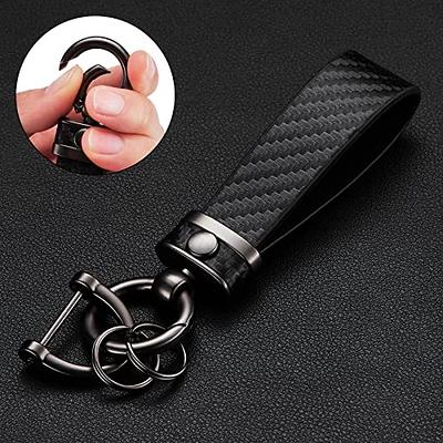 Gkeygo Leather Car Keychain, Handmade Woven Keychains for Women and Men, Universal Key Fob Holder with 360 Degree Rotatable, Anti-lost D-Ring, 2