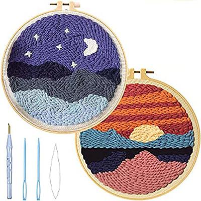 FISHEVO 2 Pcs Punch Needle Embroidery Starter Kits, DIY Punch