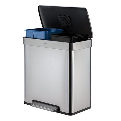 KOHLER 23826-ST 13 Gallon Elongated Hands-Free Step Can, Trash Can with  Soft-Close and Foot Pedal, Quiet Close Lid, Stainless Steel