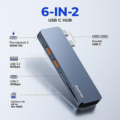 RayCue USB C Hub Adapters for MacBook Pro/MacBook Air M1 M2 M3 2023 2022  2021 2020 2019 13 14 15 16, 6-in-2 Multiport MacBook Adapter with