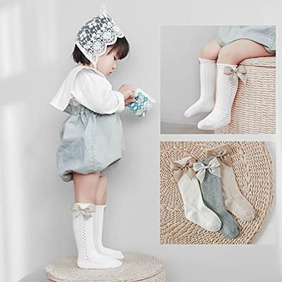 EPEIUS Baby Girls Knee High Socks with Bow Toddler Girl Uniform Socks  Cotton Tube Ruffled Stockings Long Socks for 12-36 Months,5 Pairs Pack,Neutral  Pastels - Yahoo Shopping