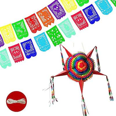 Extra Large Mexican Star Piñata with Red Cones and 30 Ft Rope, Holds 3 LBS  of Pinata Filler, 32 Unfolded, Large Piñatas de Cumpleaños, Pinatas for