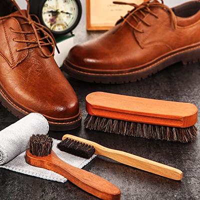 Clean Polish Boot Brush Shoe Cleaning Horsehair Kit Care Suede