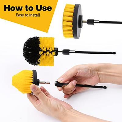 Hiware 26-Piece Drill Brush Set for Cleaning - Power Scrubber Brush Pad  Sponge Kit with Extend Attachment for Bathroom, Car, Grout, Carpet, Floor