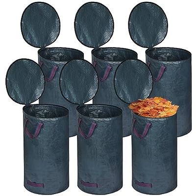 Pilntons 4 Pack 72 Gallons Reusable Yard Waste Bags with Lid Extra Large  Lawn Leaf Bags Heavy Duty with 4 Handles Garden Waste Bags Container for