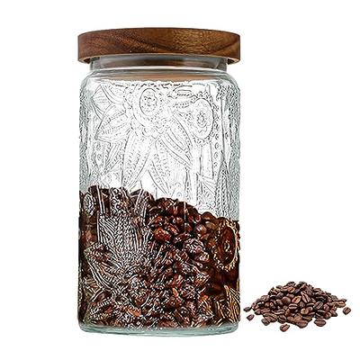 Snminetal Vintage Glass Airtight Storage Jar, With Airtight Wood