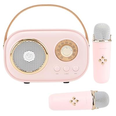 YLL Mini Karaoke Machine for Kids Adults, Portable Bluetooth Speaker with 2  Wireless Microphones,18 Pre-Loaded Songs Toys Birthday Gifts for Girls 4