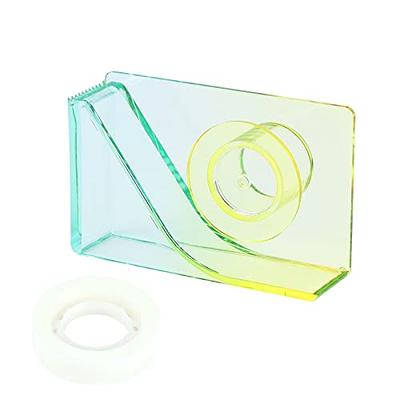 Tape Dispenser Desk with 12 Rolls Transparent Cute Small Tape Dispenser  Packing Refills Invisible Tape Desktop Tape Dispenser for Christmas Gift