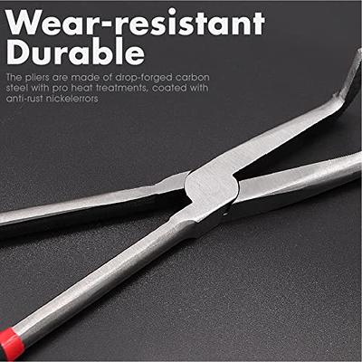 4pcs/set Long Needle Nose Pliers Set, 4 In 1 Bent Needle Nose Pliers 90  Degree, 11 Inch Spark Plug Wire Removal Tool