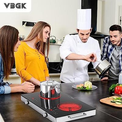 Electric Ceramic Cooktop with Plug, 2 Burners Electric Stove 110V, Child  Safety lock, Sensor Touch Control, 9 Heating Levels Cooker