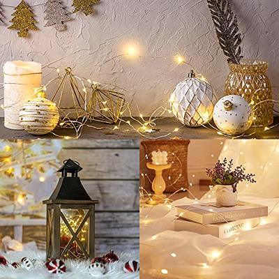 Battery-Operated White Mini Lantern String Light - White Wire