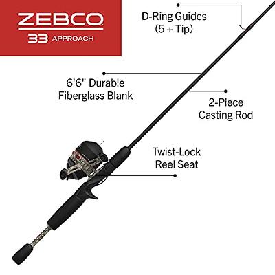 Zebco 33 Approach Max Spincast Reel and Fishing Rod Combo, 6-Foot 6-Inch 2- Piece Fiberglass Rod with Comfortable Split-Grip EVA Handle, Quickset  Anti-Reverse Fishing Reel with Bite Alert, Black/Camo - Yahoo Shopping