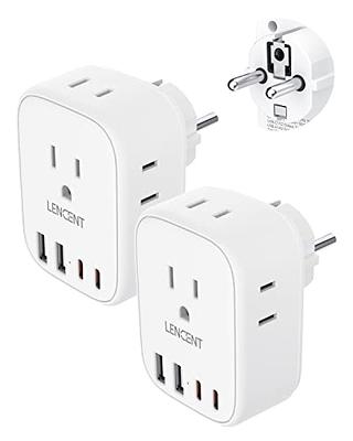 European Plug Adapter, LENCENT International Travel Power Plug with 2 AC  Outlets&3 USB Ports &1 USB C, US to Most of Europe EU Italy Spain France  Iceland Germany Greece Israel（Type C）,1 Pack 