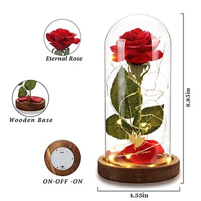 Light Rose Flower Gifts for Women,Birthday Gifts For Women,Womens Gifts for  Christmas,Mom Gift For Xmas,Colorful Artificial Flower Rose Light Up Rose  in A Glass Dome,Flower Gifts For Her,Anniversary Mother's Day Valentine's  Day
