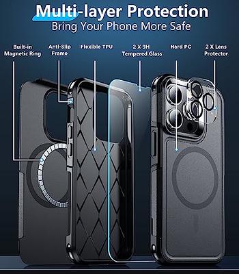 TIESZEN Compatible with iPhone 15 Pro Max Case, [Dustproof Design]  Full-Body Rugged Shockproof Hard Phone Case with Built-in 9H Tempered Glass  Screen