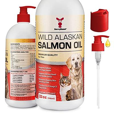 Vital Pet Life Wild Alaskan Salmon Oil for Dogs & Cats, Omega 3 - 16oz