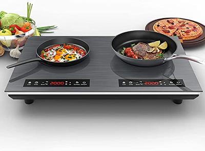 Nutrichef Induction Cooktop - 2 Glass Induction Burner Zones - Adjustable  Temperature Settings - 1800W Electric Induction Cooker - Digital Touch