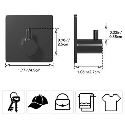 Honmein 6 Pcs Adhesive Wall Hooks for Hanging - Waterproof Shower Hooks,  Heavy Duty Towel Hooks for Bathrooms, Kitchens, and Offices (Black)