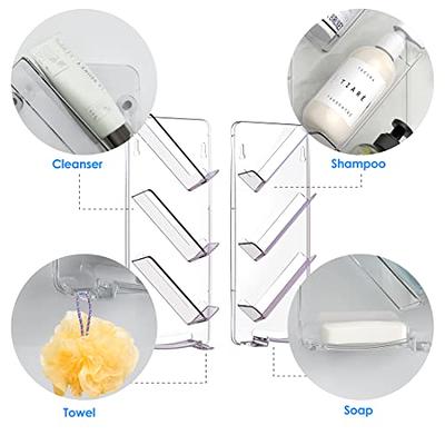 Durmmur 2-Pack Acrylic Clear Shower Shelves, Adhesive Bathroom