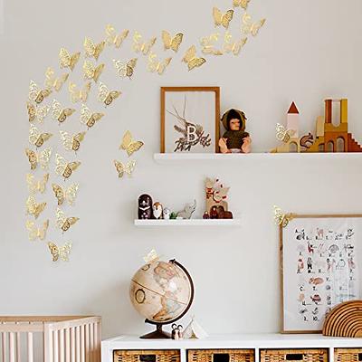 3D Purple Gold Butterfly Wall Stickers, 24 PCS 3 Sizes Purple,gold