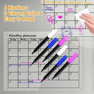 Acrylic Weekly Planner for Fridge - Clear Dry Erase Board for Fridge with 6  Colorful Markers, Marker Holder & Reusable Sticky Notes - Refridgerator