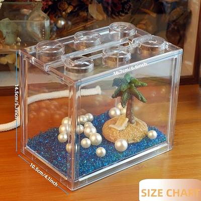 Small Betta Fish Tank, Stackable Mini Aquarium Tank Kit with Aquarium Gravel  Pearl Decoration, 3/5 Gallon Fish Bowl Tiny Cube Tank for Seaweed Balls Sea  Monkeys - Yahoo Shopping