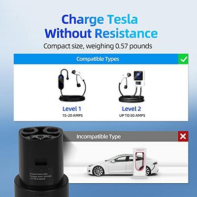 Uiaoeclr J1772 to Tesla Charger Adapter, 80A/250V AC and IP54