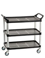 40w Enclosed Bus Cart, 3 Shelves - Black