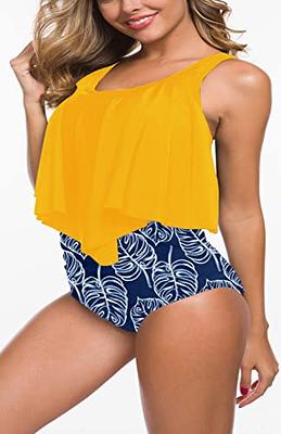 Ecupper Womens Plus Size Tankini Set Two Pieces Swimsuit Ruffle