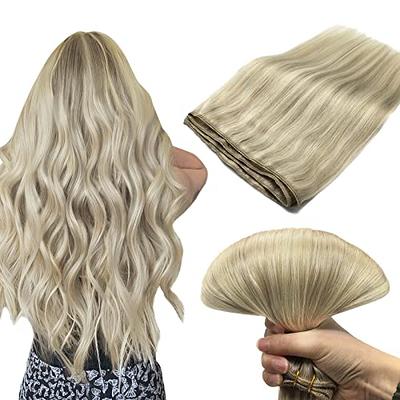 Full Shine Sew in Hair Extensions Real Human Hair 22 Inch Weft Extensions  Real Remy Hair Color 2 Dark Brown Double Weft Full Head Set Straight Hair  Weaves 105 G…