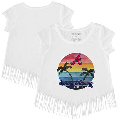 Lids Atlanta Braves Tiny Turnip Girls Toddler Peace Love Baseball Fringe  T-Shirt - White