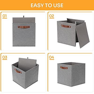 6 Pack - SimpleHouseware Foldable Cube Storage Bin, Grey 