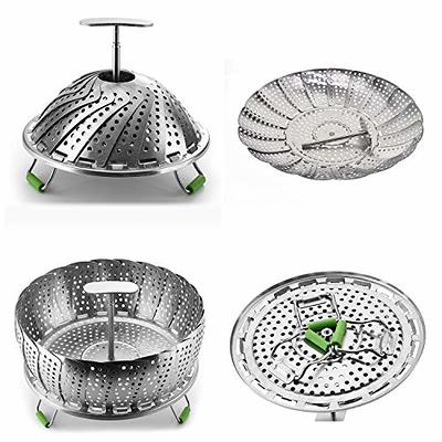 Vegetable Steamer Basket, Stainless Steel Folding Steamer Basket Insert for Veggie Fish Seafood Cooking, Expandable to Fit Various Size Pot (5.1 to