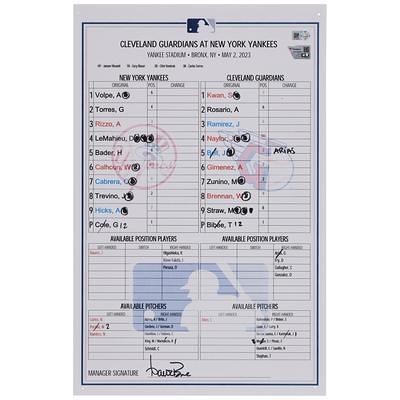 New York Yankees Game-Used Lineup Card vs. Cleveland Guardians on May 2,  2023 - Yahoo Shopping