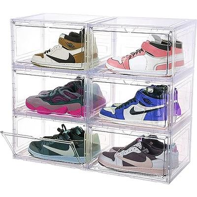Plastic Magnetic Shoe Box, Pack of 10 Stackable Shoe Storage Boxes Sneaker  Storage Bins Shoe Container Organizer