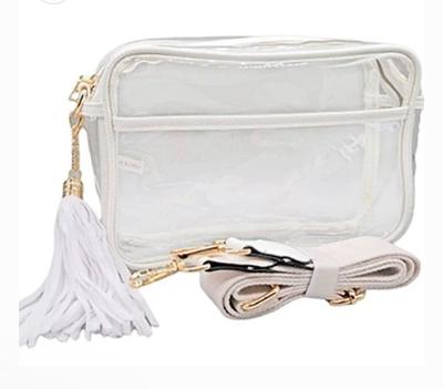 Letter Patch Clear Gameday Stadium Crossbody Bag White