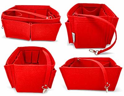 AlgorithmBags Designed for Louis Vuitton LV Graceful, Purse Organizer Insert with Zippers, 3mm Felt Shaper Liner Divider Protector (Red, PM)