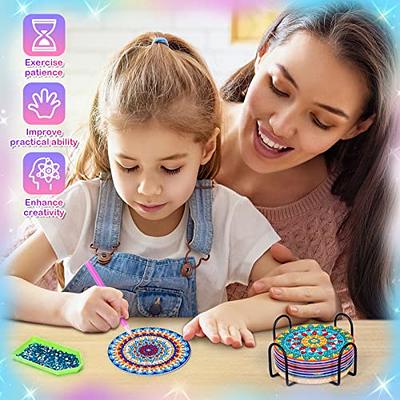 7july Wooden Arts and Crafts Kits for Kids Kids Boys Girls Age 6-12 Years Old,Wood Slices with Gem Diamond Painting Sets-Little Children's Art & Craft