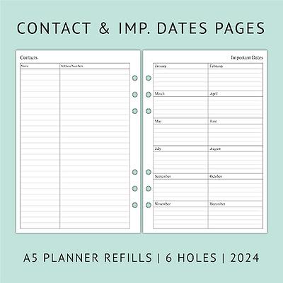 2024 Weekly & Monthly Planner Refill for A5 Ring Binder, 5-1/2 x 8-1/4,  from January 2024 to December 2024, 6-Hole Punched - Yahoo Shopping