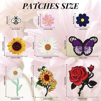 2 Pack Delicate Embroidered Patches, Pink Flower Embroidery Patches, Iron on Patches, Flower Patches,Sew on Applique Patch, Custom Backpack Patches