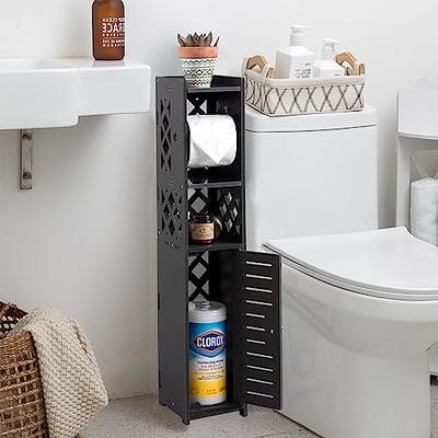 Bathroom Storage, Toilet Paper Stand Beside Storage Fit for Half Bathroom,  Next to Toilet Storage, for Small Spaces,Black by AOJEZOR