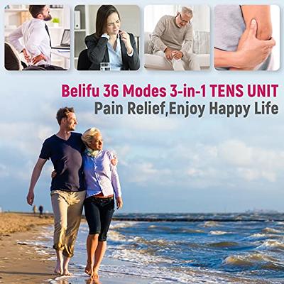 Belifu 3-in-1 36 Modes TENS EMS Unit, Muscle Stimulator TENS Machine for  Pain Relief, Dual Channel Electronic Pulse Massager Muscle Massager for  Lower Back Neck Shoulder Pain Relief with 10 Pads - Yahoo Shopping