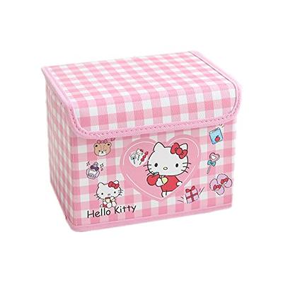 Folding Basket Storage Cube Pink Gingham