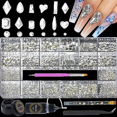 3D Green Nail Art Rhinestones, Sparkly Nail Gems and Rhinestones Kit, Multi  Shapes Crystal Green Flatback Diamonds Rhinestones for Nails Design