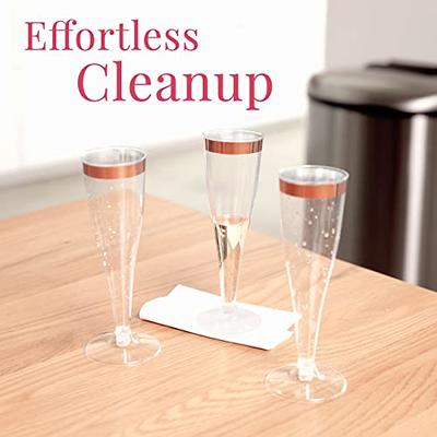 Rose Gold Plastic Champagne Flutes Disposable - Rose Gold Glitter