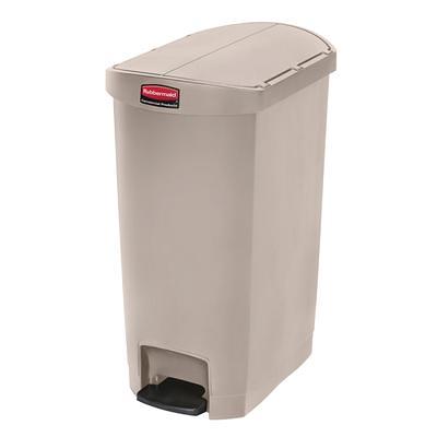 Lavex 64 Gallon Yellow Wheeled Rectangular Trash Can with Lid and Step-On  Attachment