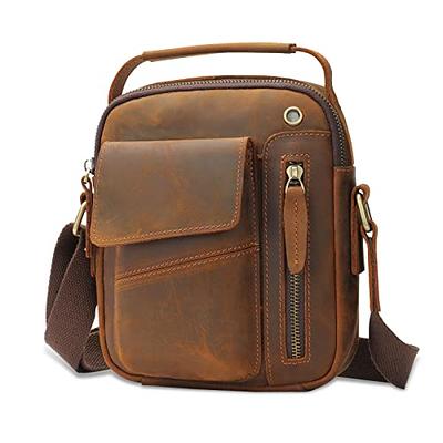 Full Grain Vegan Leather Messenger Bag Mens Leather Shoulder Bag